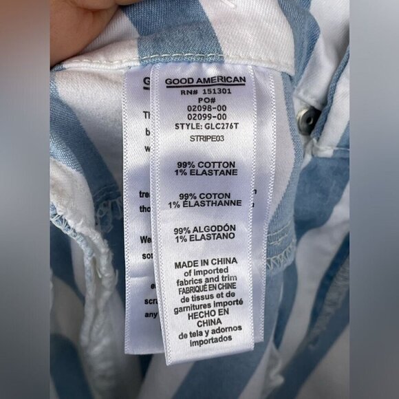 Good American Baby Blue white stipe jeans size 24 - Picture 8 of 12